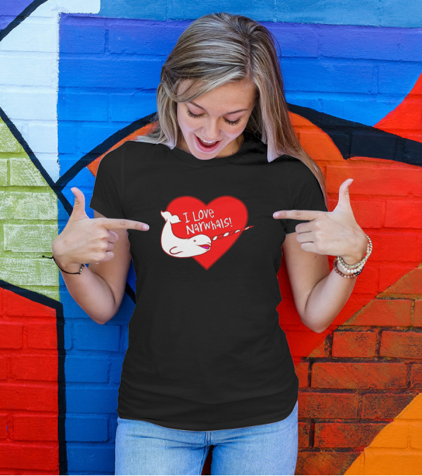 I Love Narwhals Heart Red T-Shirt