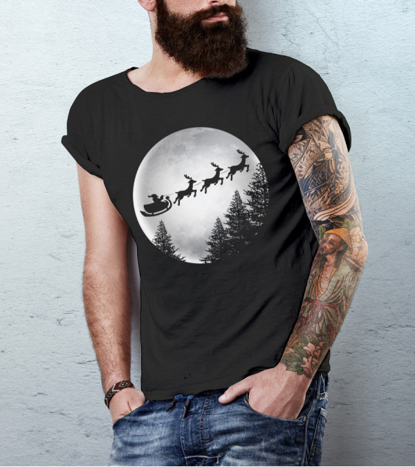I Want To Believe In Santa Flying To The Moon And Back T-Shirt
