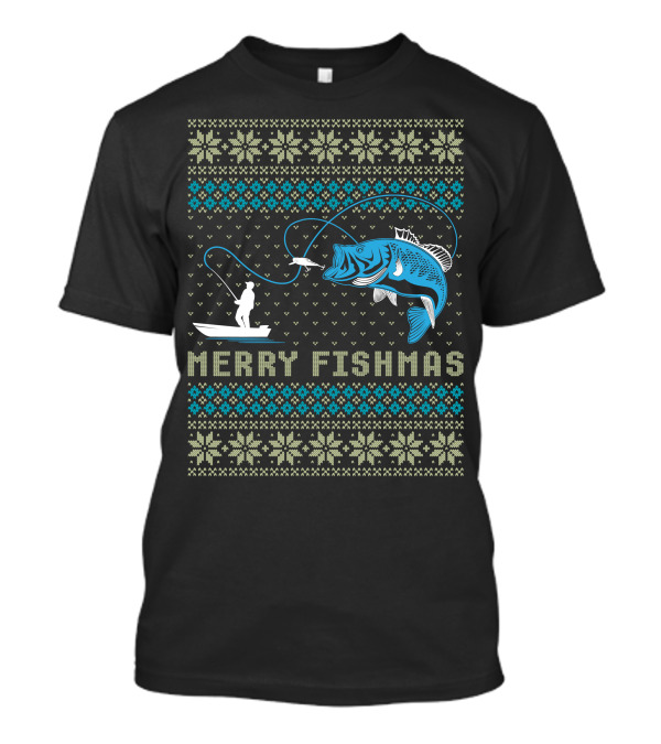 Merry Fishmas Fisherman Christmas T-Shirt