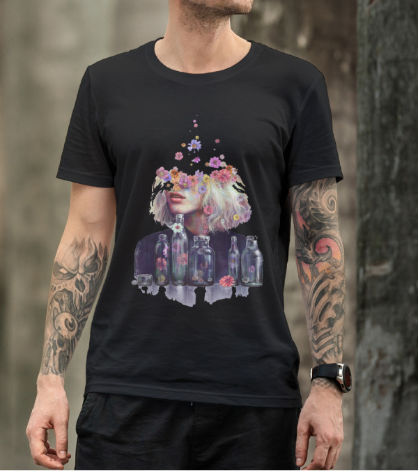 Metamorphosis Flowers In Bottles And Blossoms From Hair T-Shirt