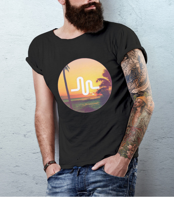 Musically Holiday Tropical Sunset With Palm Trees T-Shirt