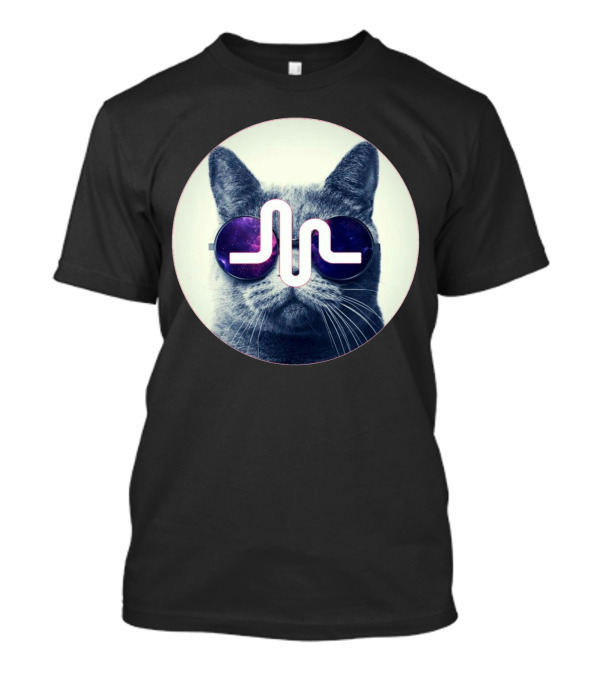 Musically Meow Galaxy Cat With Retro Sunglasses And Music T-Shirt