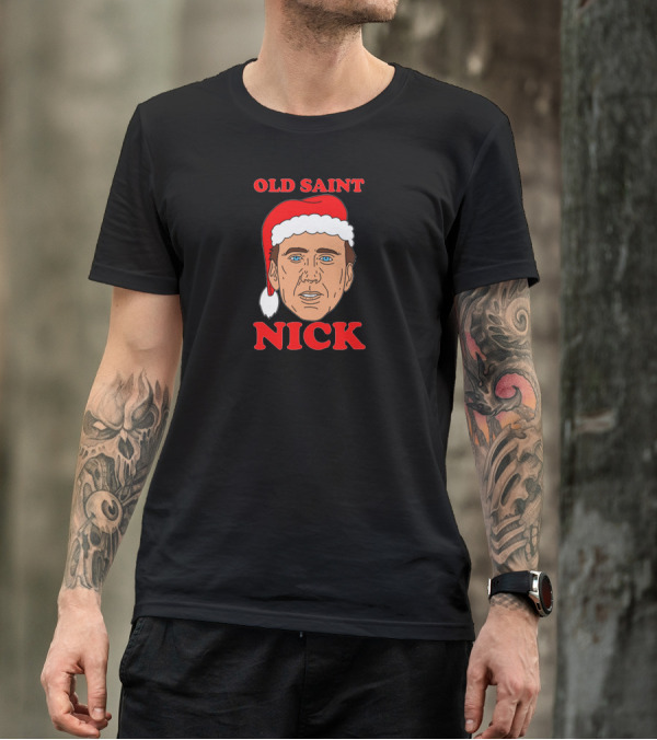 Old Saint Nick Cage Santa Hat T-Shirt