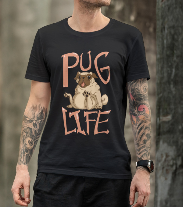 Pug Lifee Playful Cartoon Pug T-Shirt