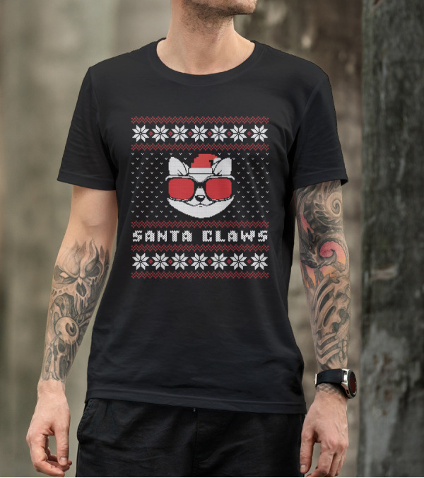 Santa Claws Funny Cat Christmas T-Shirt