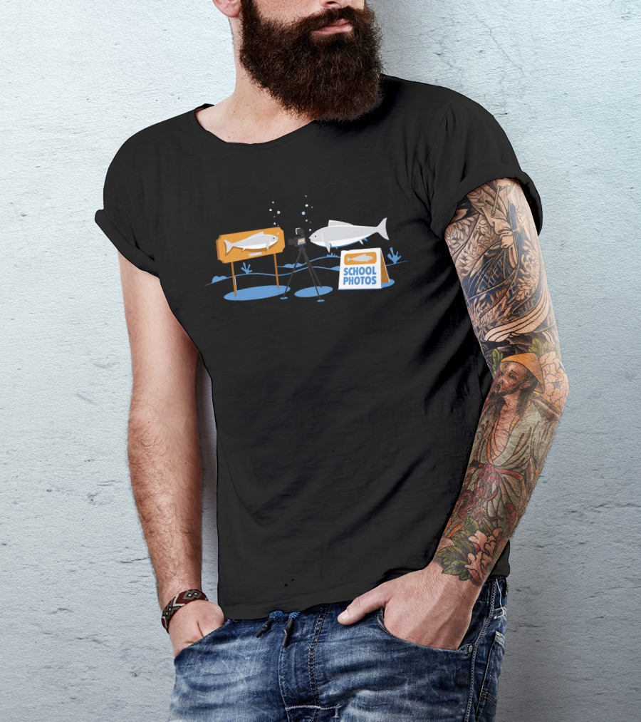 School Photos Fish Underwater Camera Setup T-Shirt