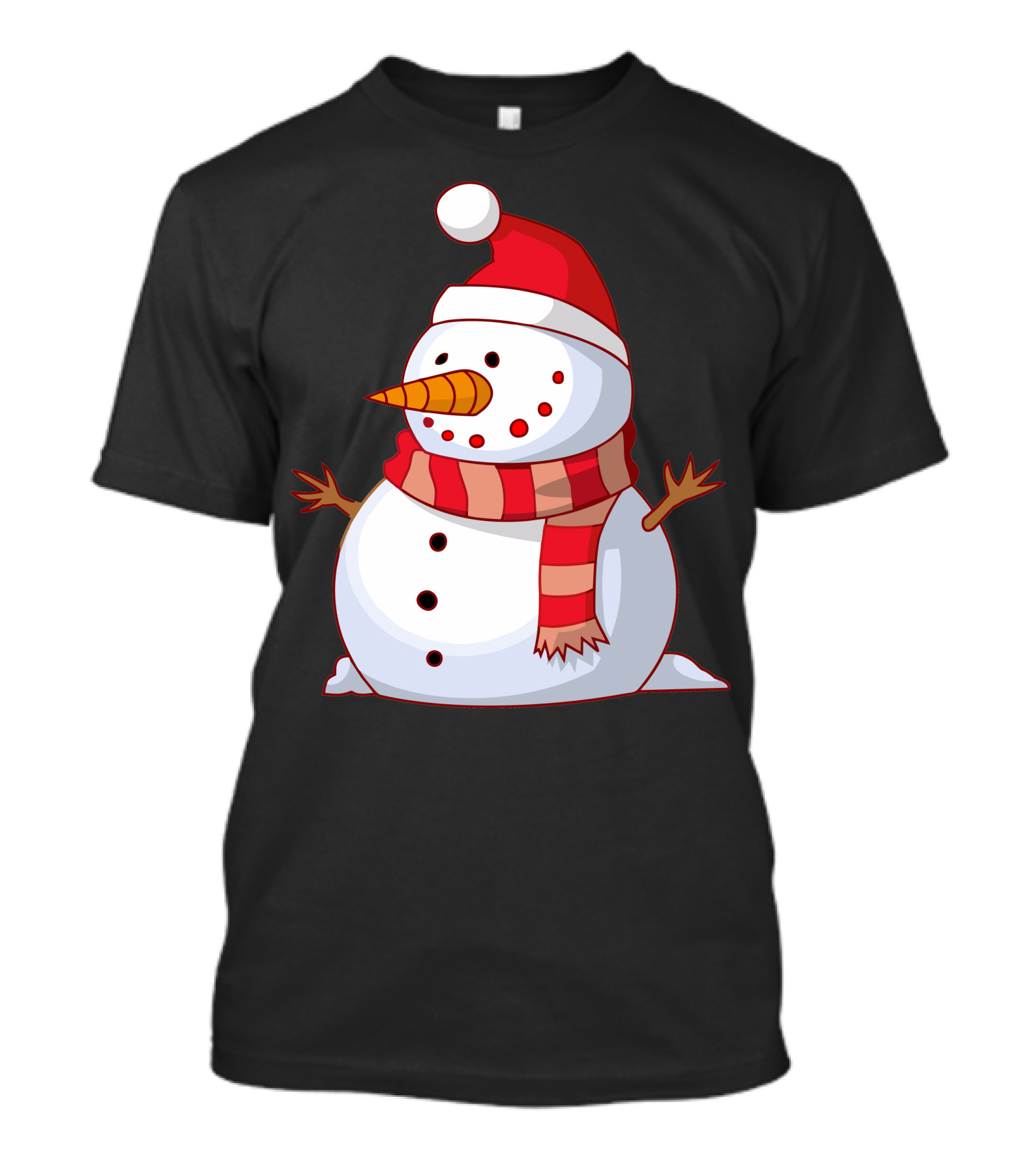 Festive Snowman With Red Santa Hat And Scarf T-Shirt