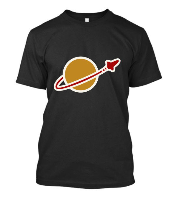 Space Planet With Orbiting Rocket T-Shirt