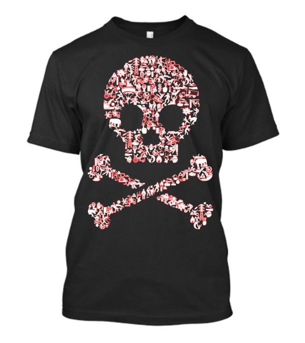 Stick Figures In Peril Skull And Crossbones Danger Icons T-Shirt