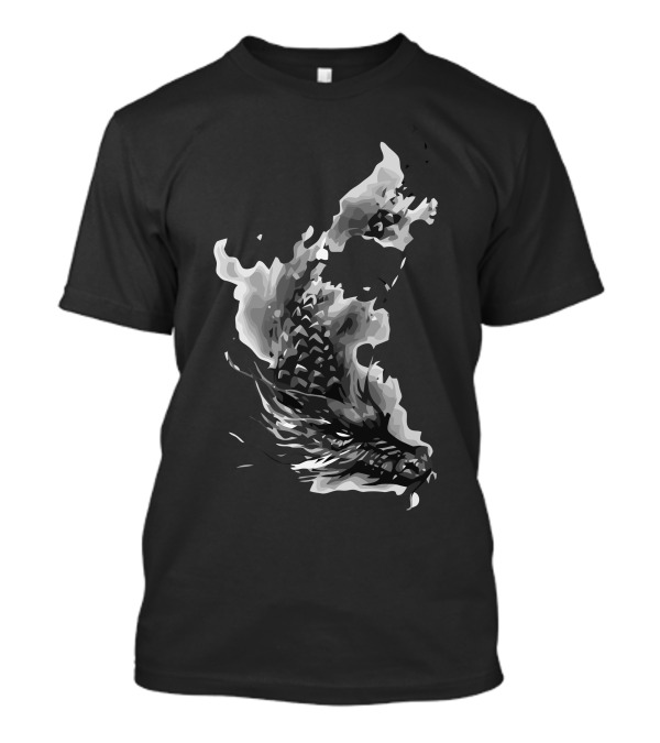 Sullen Dragon Grayscale Abstract Smoke T-Shirt