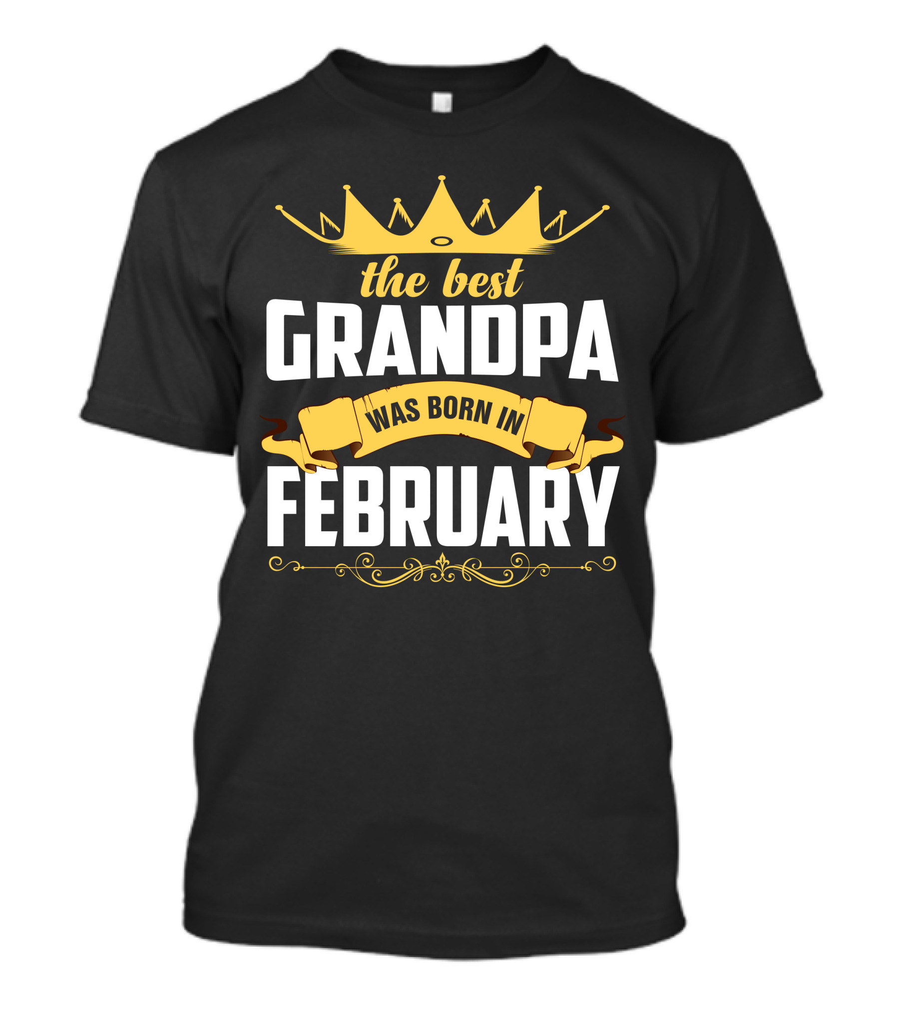 The Best Grandpa Crown February Birth T-Shirt