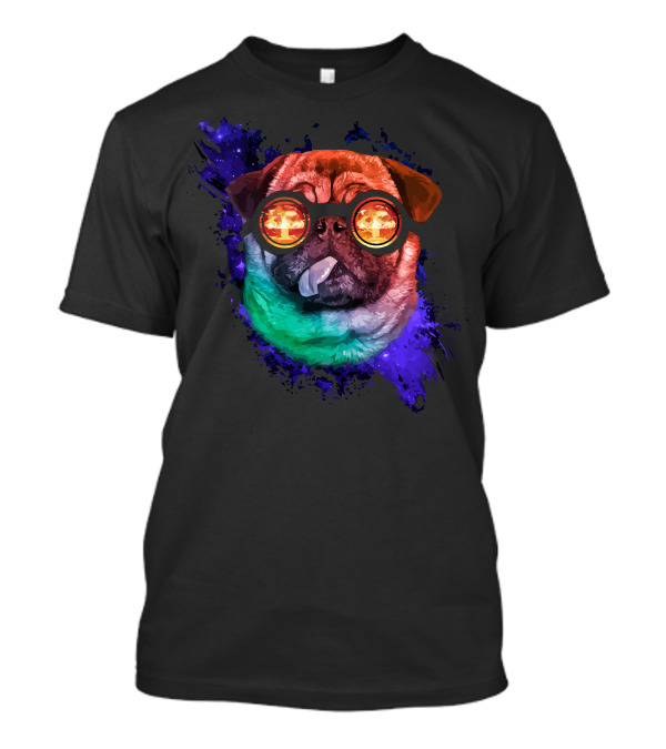 The Dog Days Are Over Psychedelic Pug Glasses Explosion T-Shirt