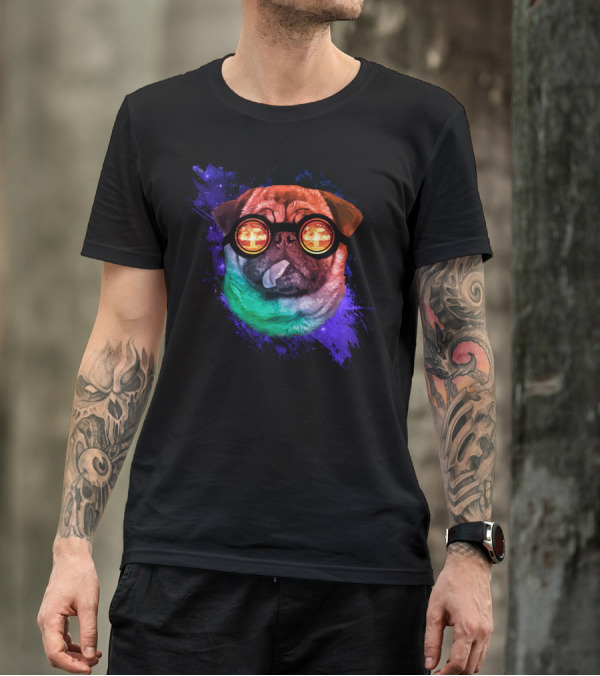 The Dog Days Are Over Psychedelic Pug Glasses Explosion T-Shirt