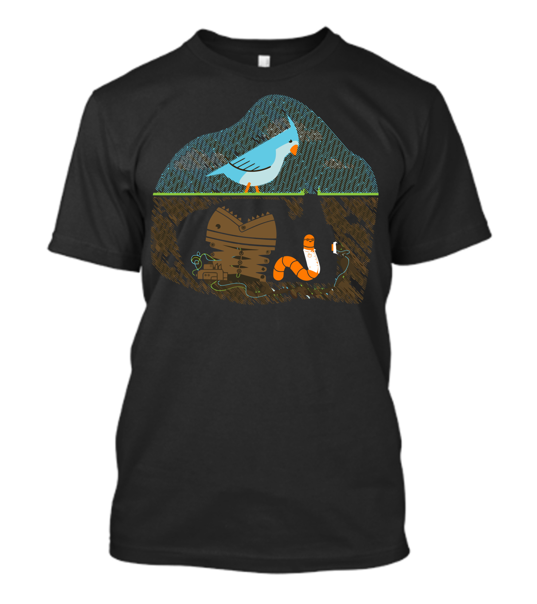 The Early Worm Gets The Bird Trap Clever Worm With Cup Of Coffee T-Shirt