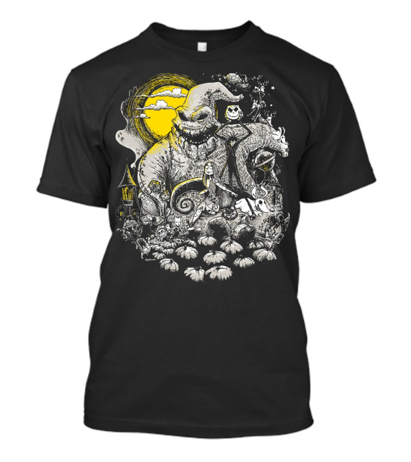 The Nightmare Before Christmas Oogie Boogie And Jack Skellington Halloween Scene T-Shirt