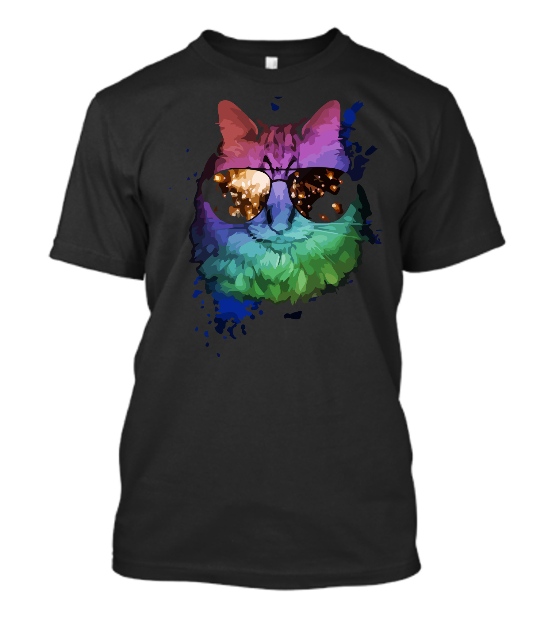 The Time Is Meow Cat Wearing Sunglasses Rainbow Colors T-Shirt