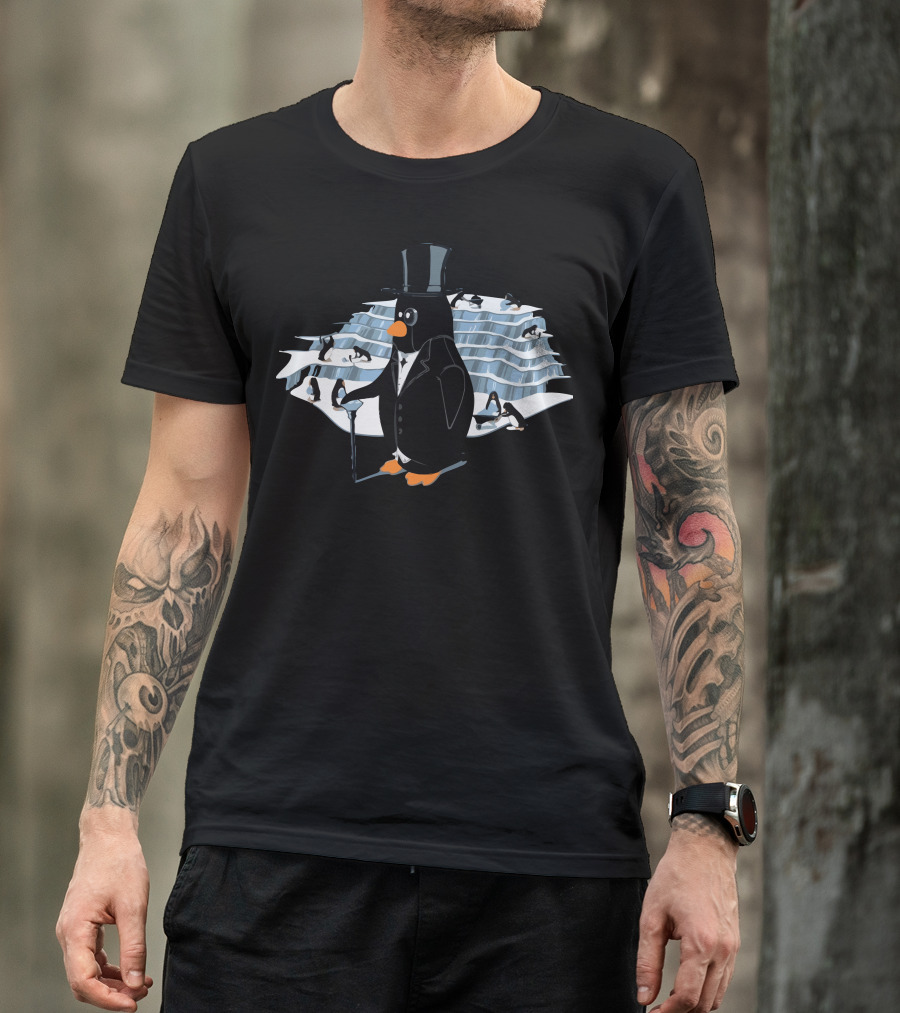 Tycoon Penguin In Tuxedo With Top Hat By Icy Landscape T-Shirt