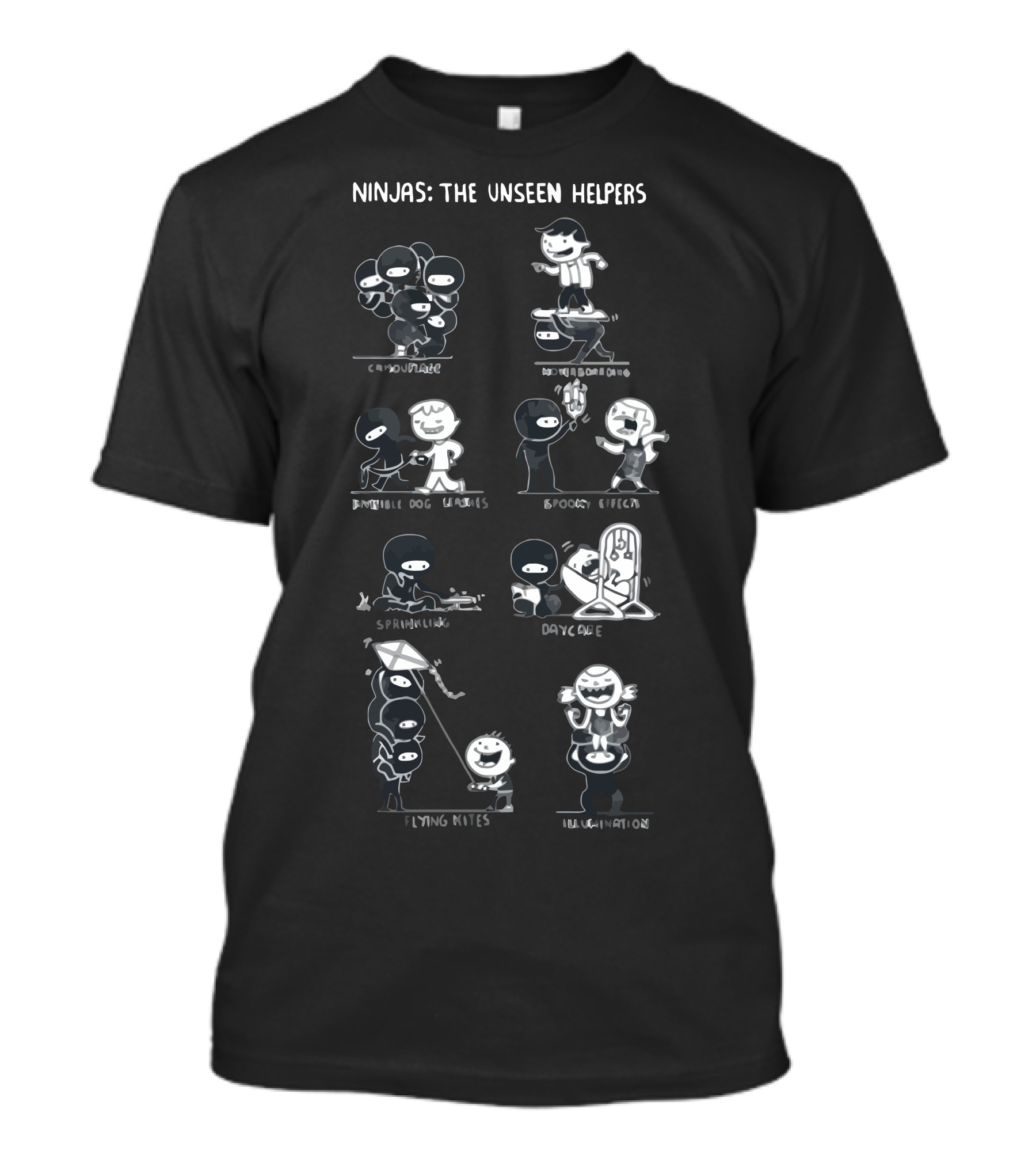 Ninjas Carpool Karaoke No-Mom Jeans Invisible Dog Wishers Spooky Effects Sprinkling Daycare Flying Kites Illumination T-Shirt