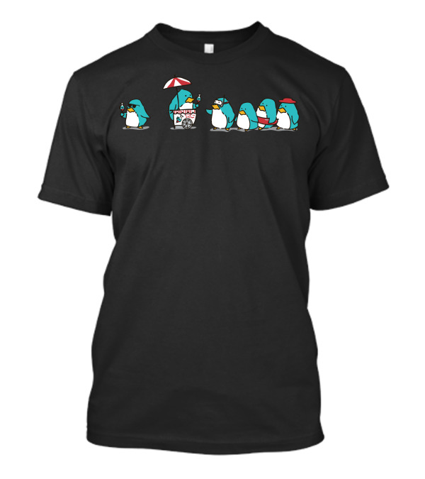 This Ice Cream Looks Fishy Penguin Parade With Ice Cream Cart In Line T-Shirt
