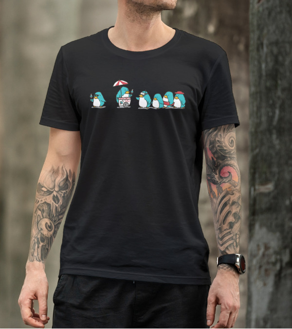 This Ice Cream Looks Fishy Penguin Parade With Ice Cream Cart In Line T-Shirt