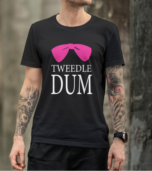 Tweedle Dum Pink Bow Maroon T-Shirt