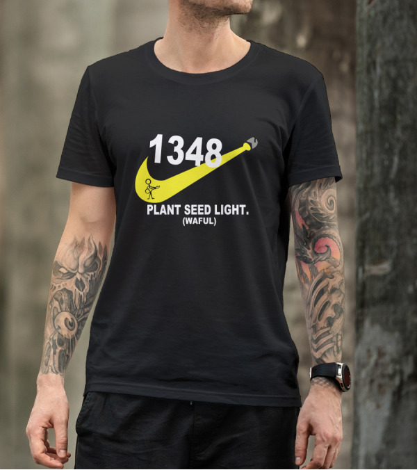 1348 Plant Seed Light Waful Swoosh Stick Figure T-Shirt