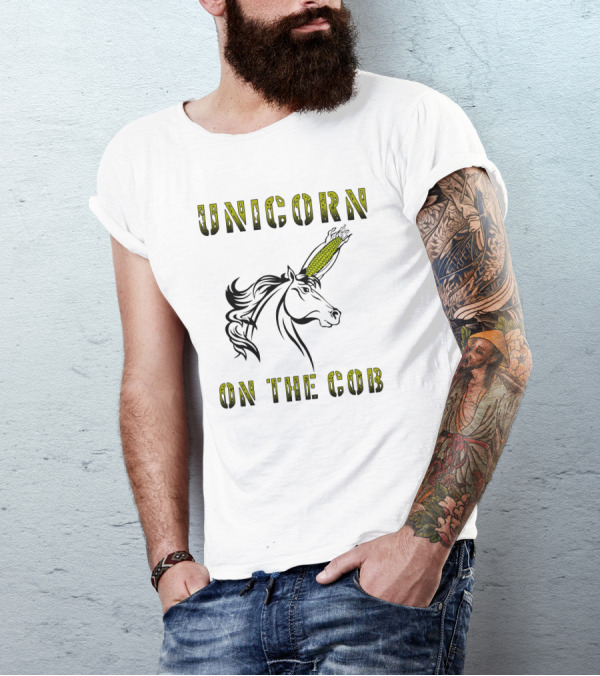 Unicorn On The Cob Corn Horn Humorous Fantasy Play On Words T-Shirt