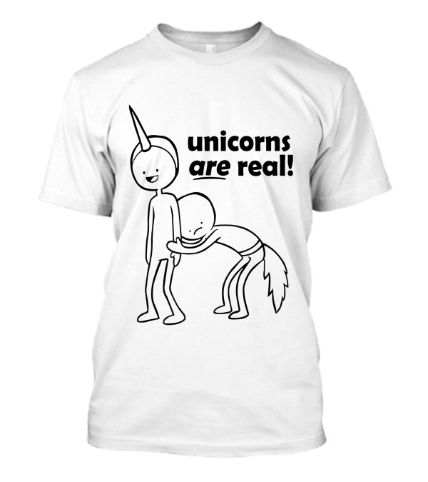 Unicorns Are Real Hug Scene With Horn And Tail T-Shirt