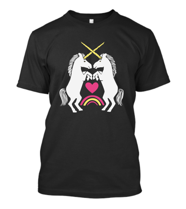 Unicorns Indigo Heart And Rainbow Collage T-Shirt