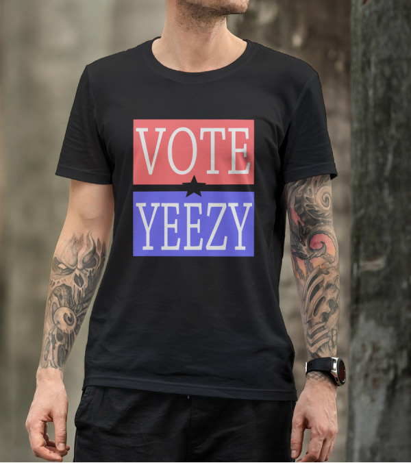 VOTE YEEZY Star Split In Red And Blue T-Shirt