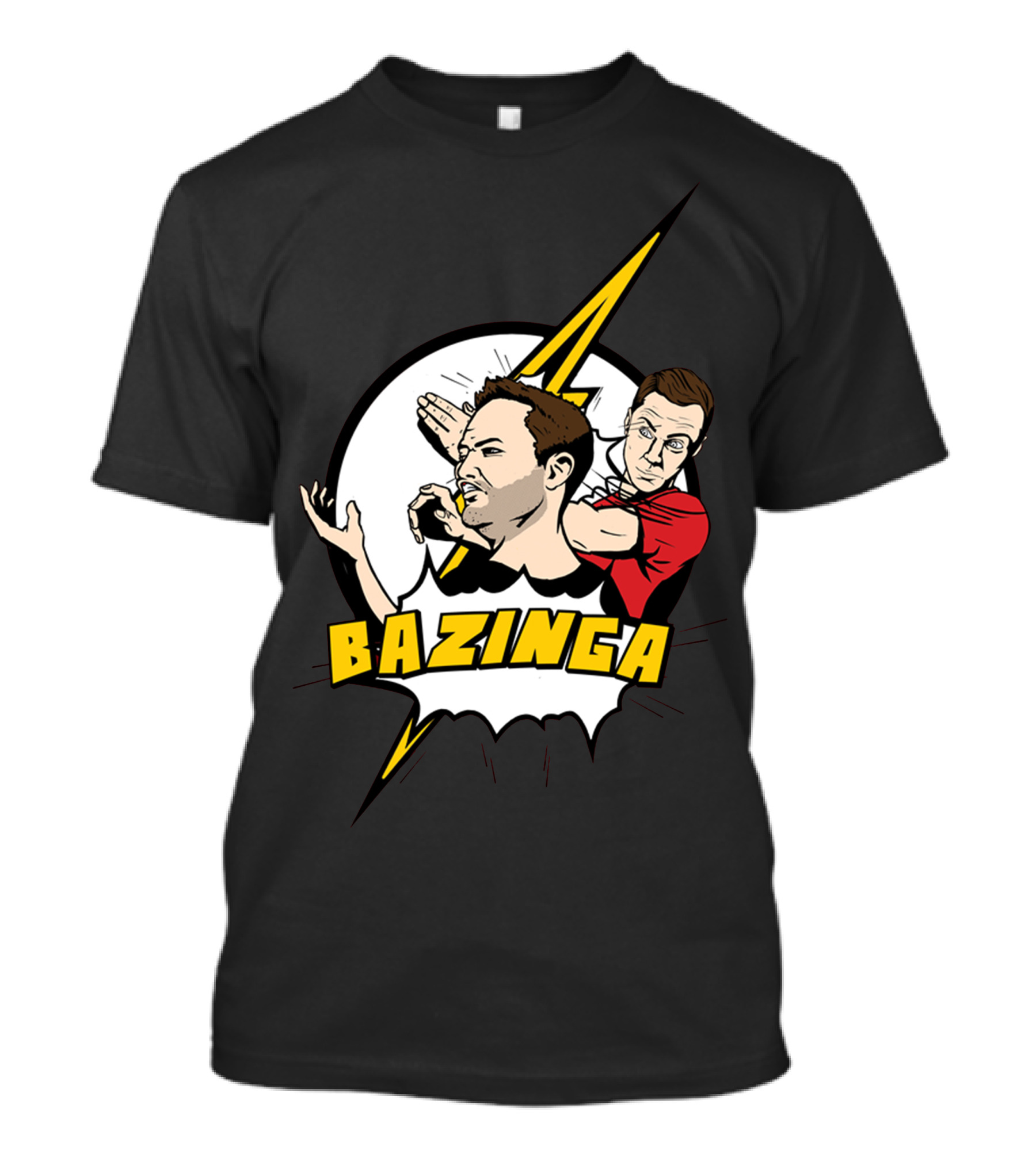 Bazinga Comic Style Duo Action By Spicy Monocle T-Shirt
