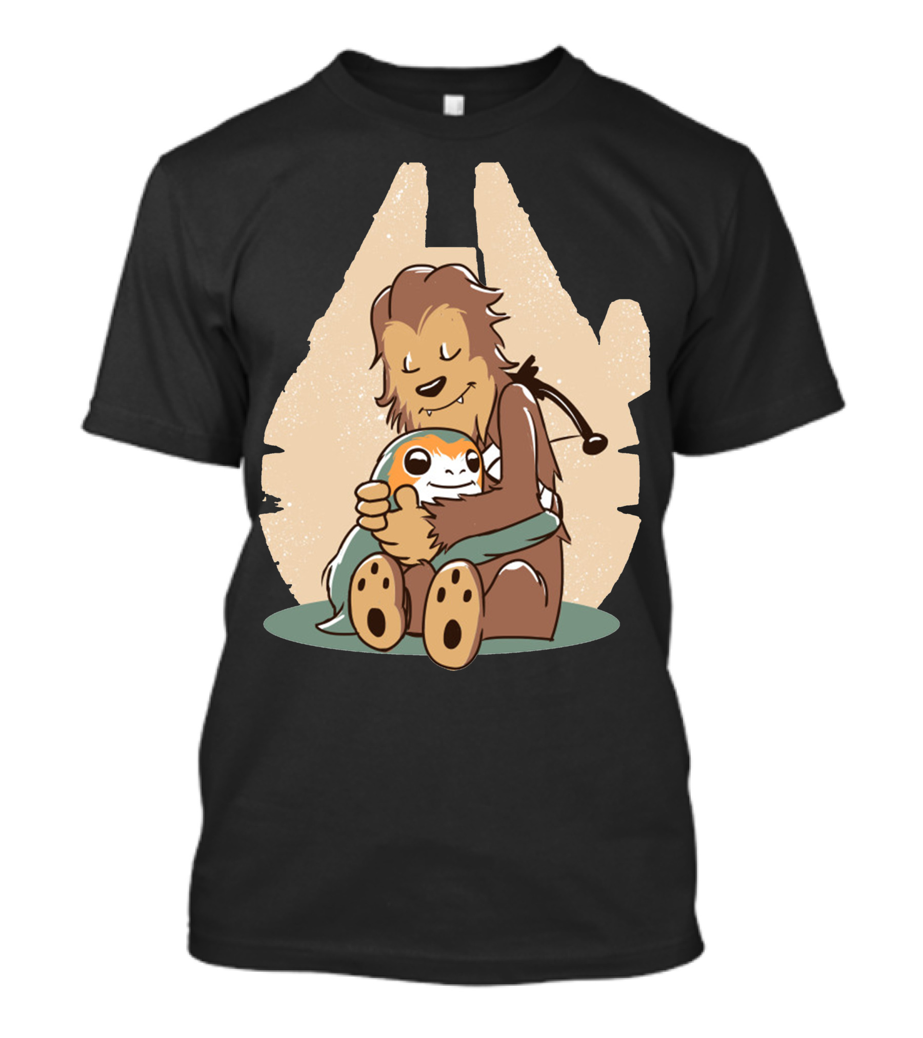 Calvin And Hobbes Millennium Falcon Chewbacca Porg Hug T-Shirt