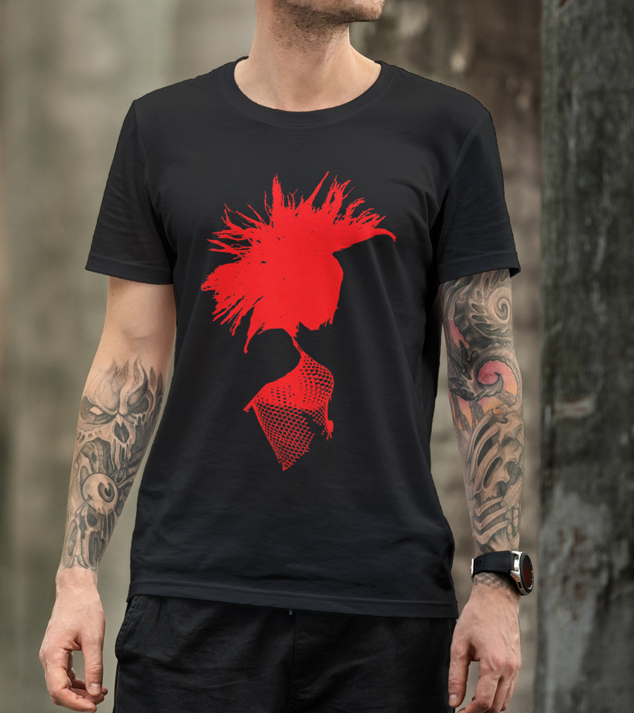Deathawk Mohawk Punk Silhouette Red T-Shirt