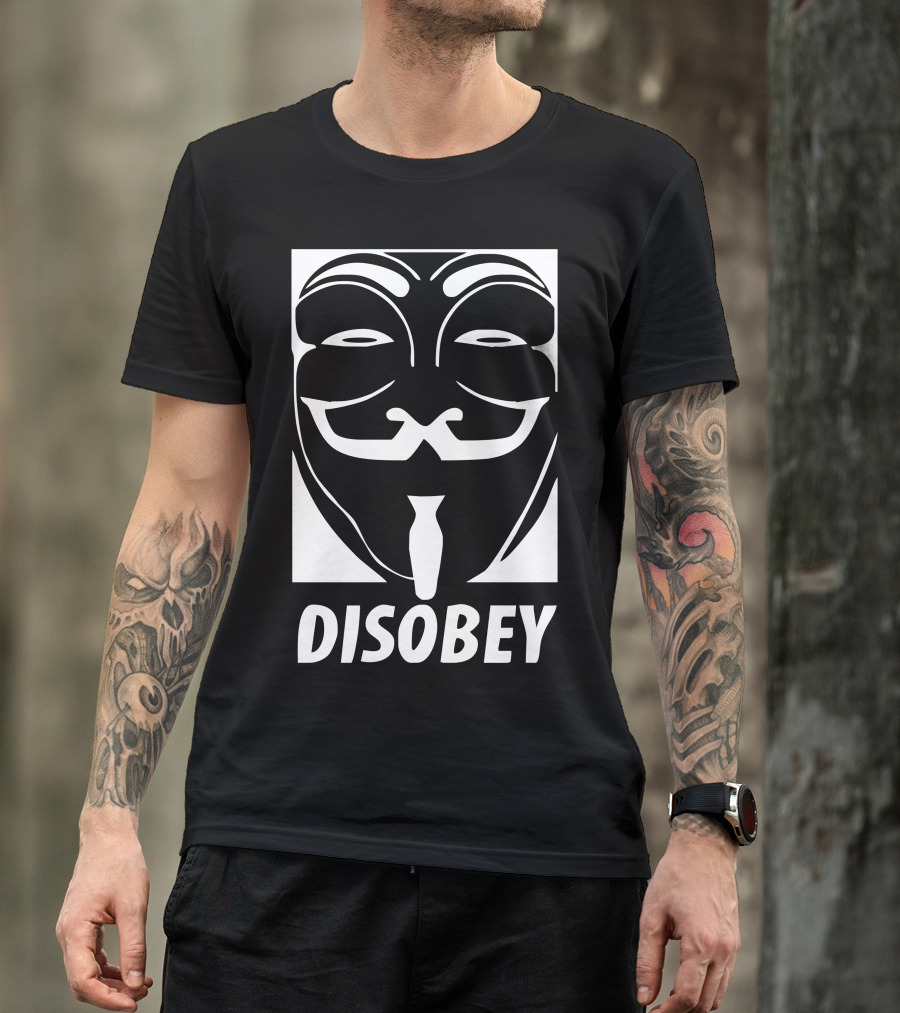 Disobey Guy Fawkes Mask Anonymous Anon Vendetta T-Shirt