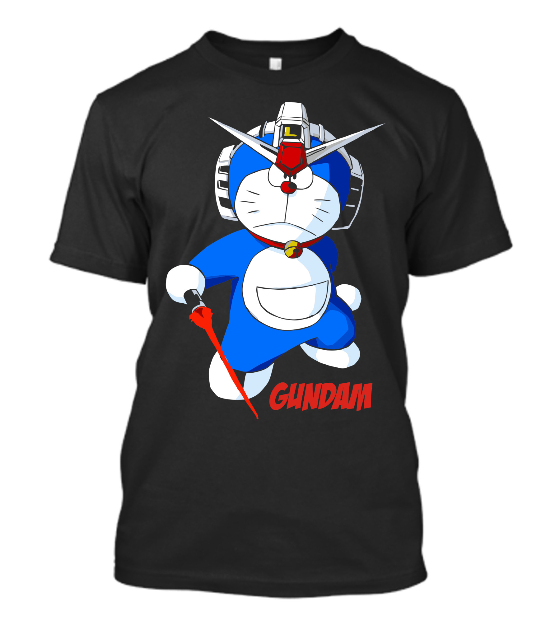 Doraemon Gundam Crossover With Robot Helmet And Laser Sword T-Shirt