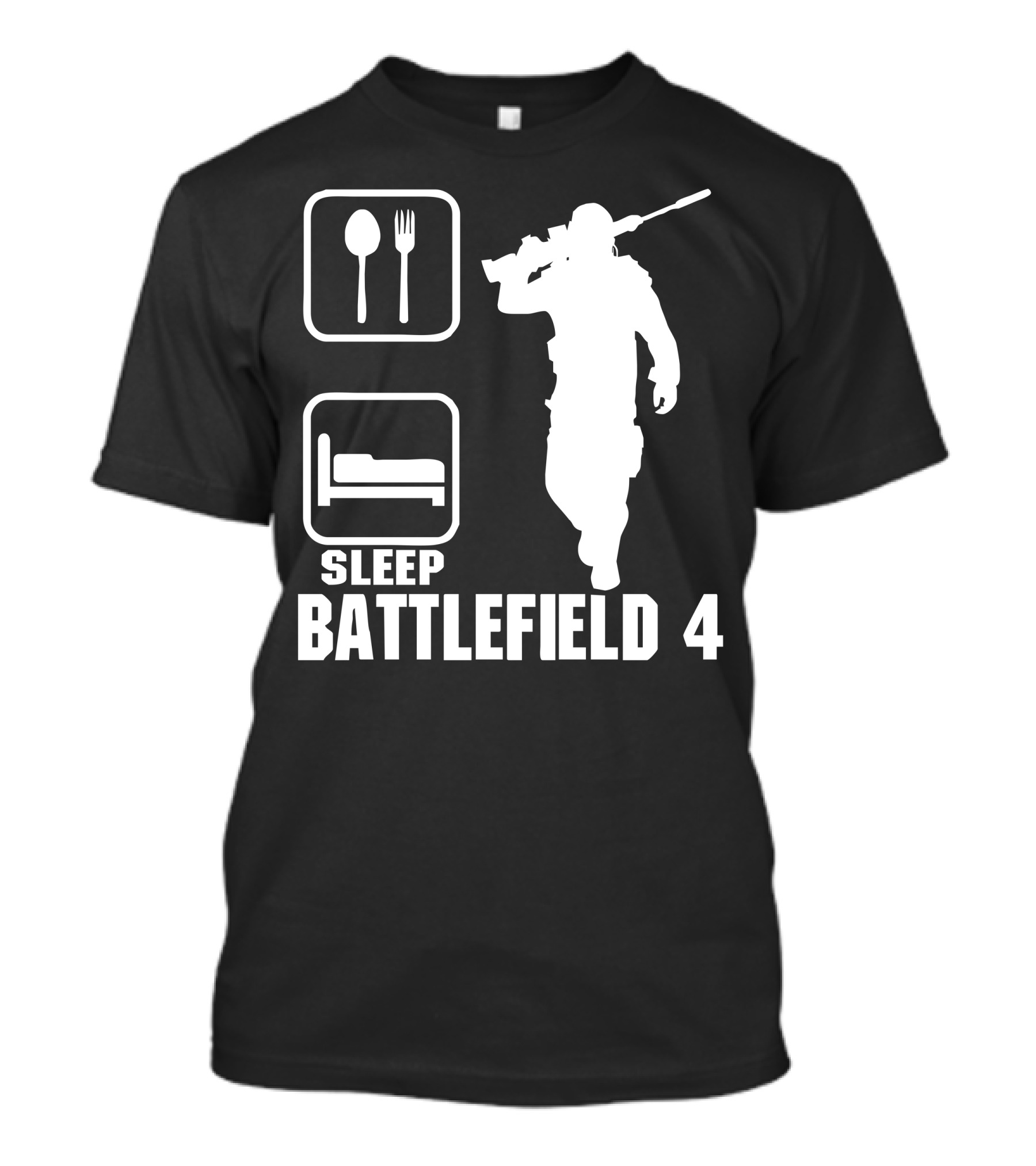 Eat Sleep Battlefield 4 Spoon Fork Bed Soldier T-Shirt