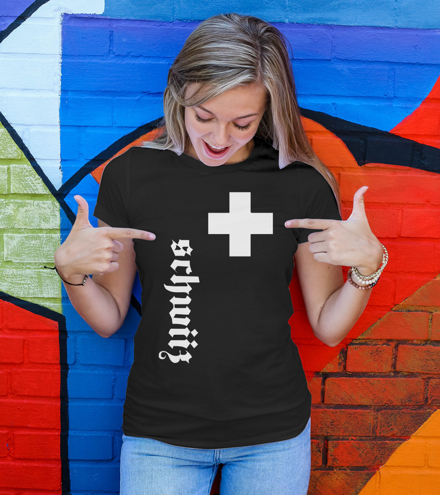 Fan Swiss Cross Schweiz Vertical Gothic Switzerland New T-Shirt