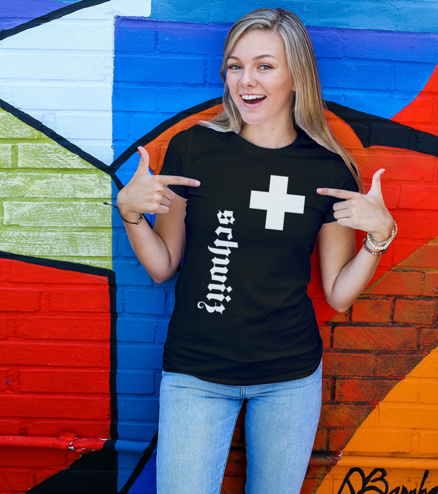 Fan Swiss Cross Schweiz Vertical Gothic Switzerland New T-Shirt