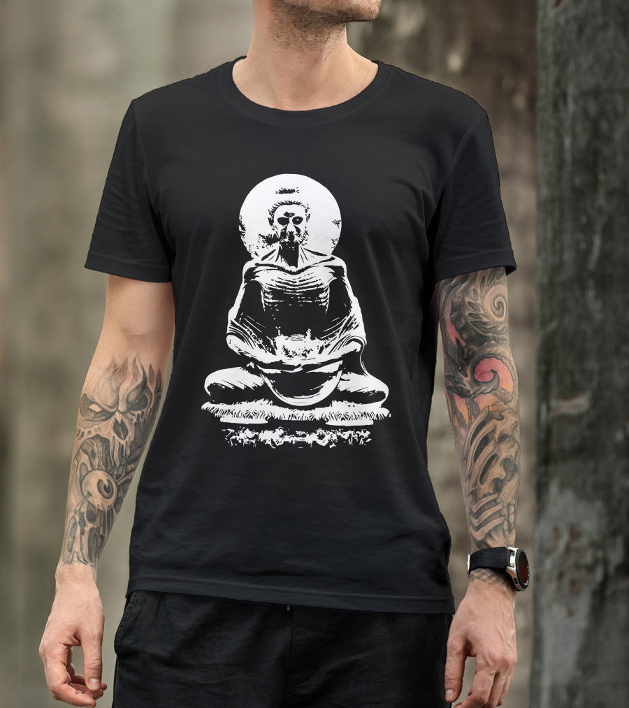 Fasting Buddha Meditation Silhouette With Halo T-Shirt