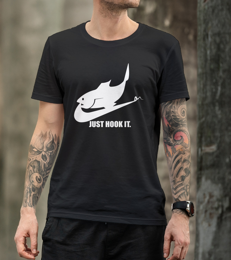 Just Hook It Fishing Angling With Fish On Hook Iconic T-Shirt