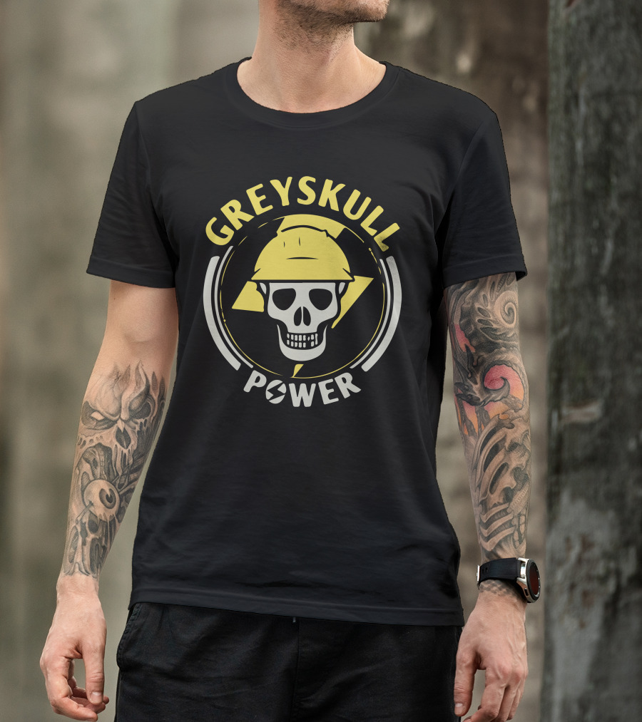 GREYSKULL POWER Skull With Hard Hat And Bolt T-Shirt