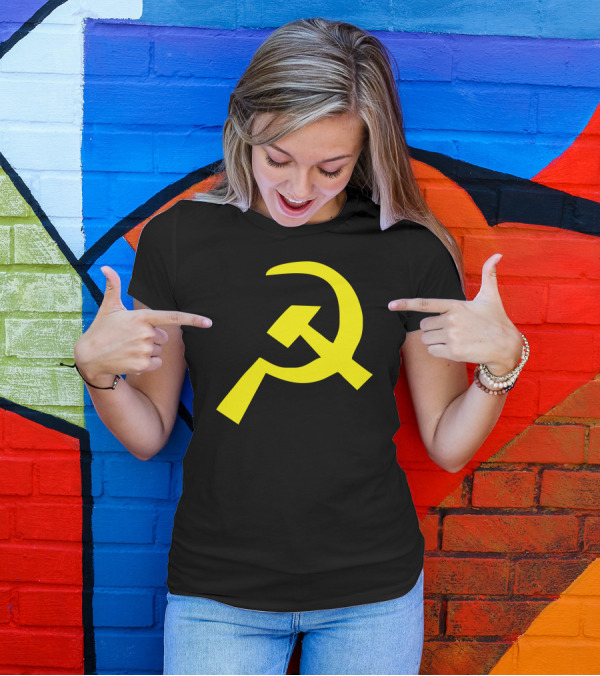 Hammer Sickle Communist Symbol Yellow T-Shirt
