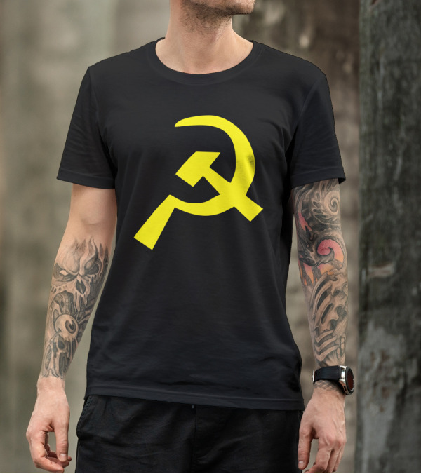 Hammer Sickle Communist Symbol Yellow T-Shirt
