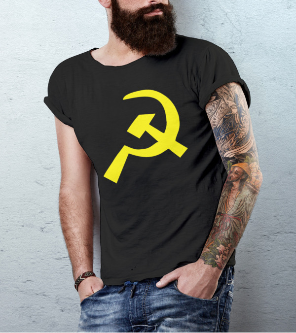 Hammer Sickle Communist Symbol Yellow T-Shirt