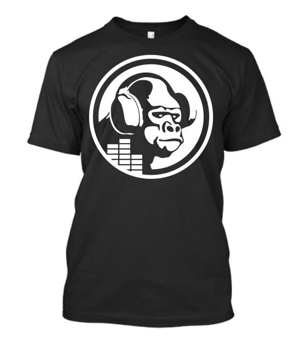 Headphones Gorilla Music Icon Circle With Headset And Equalizer Bars T-Shirt