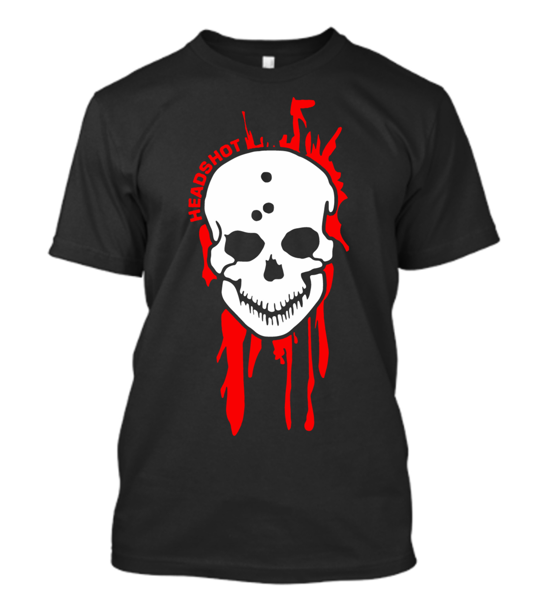 HEADSHOT Skull With Red Paint Splatter And Bullet Holes T-Shirt