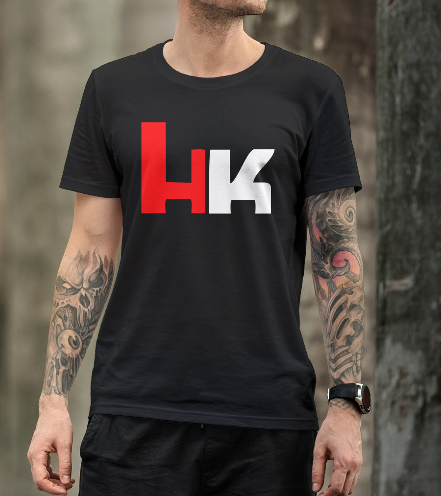 HK Heckler And Koch Firearms Logo Monochrome Contrast T-Shirt