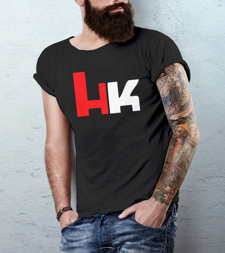 HK Heckler And Koch Firearms Logo Monochrome Contrast T-Shirt