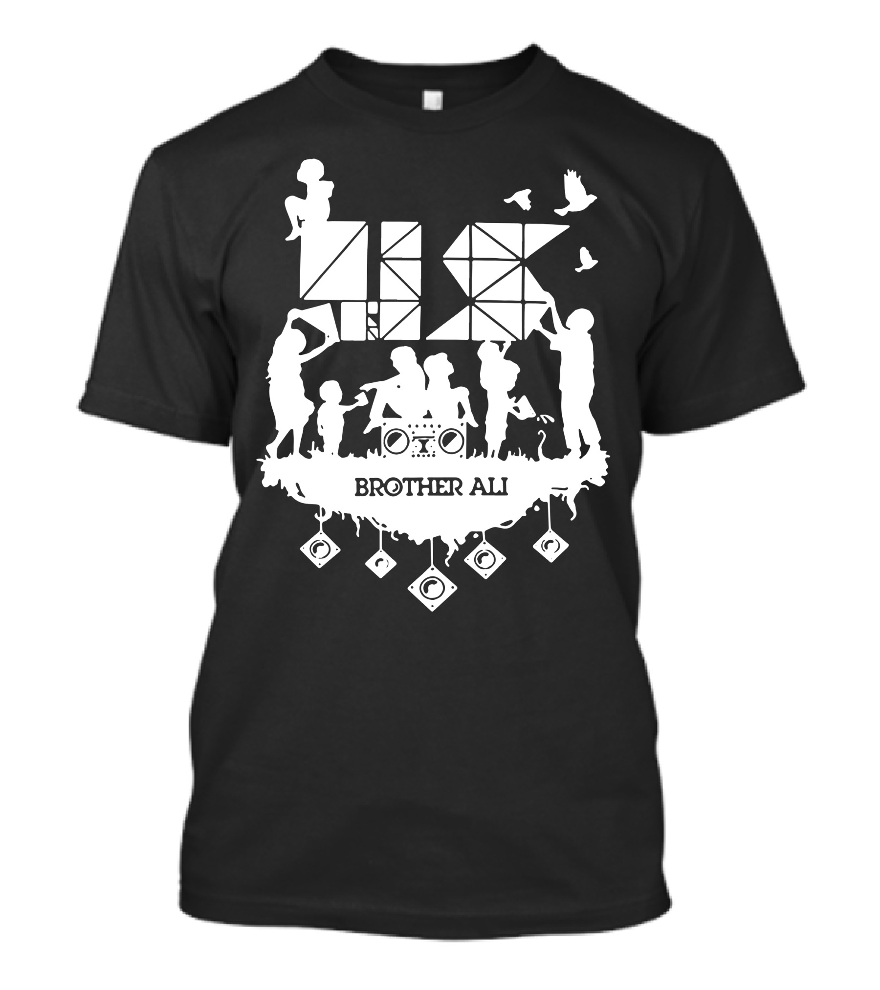 Brother Ali Hip Hop Silhouette Artwork With Birds And Figures T-Shirt