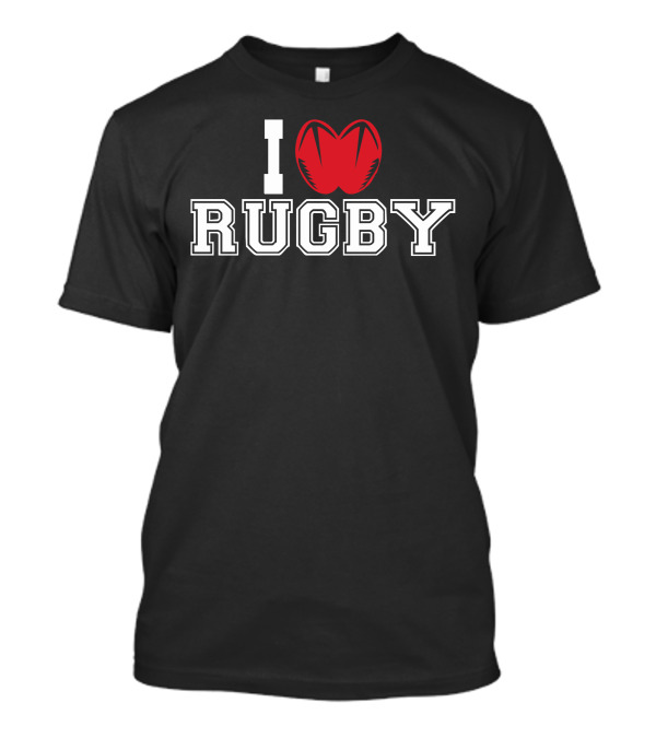 I Love Rugby Red Heart Funny Mens Cotton T-Shirt